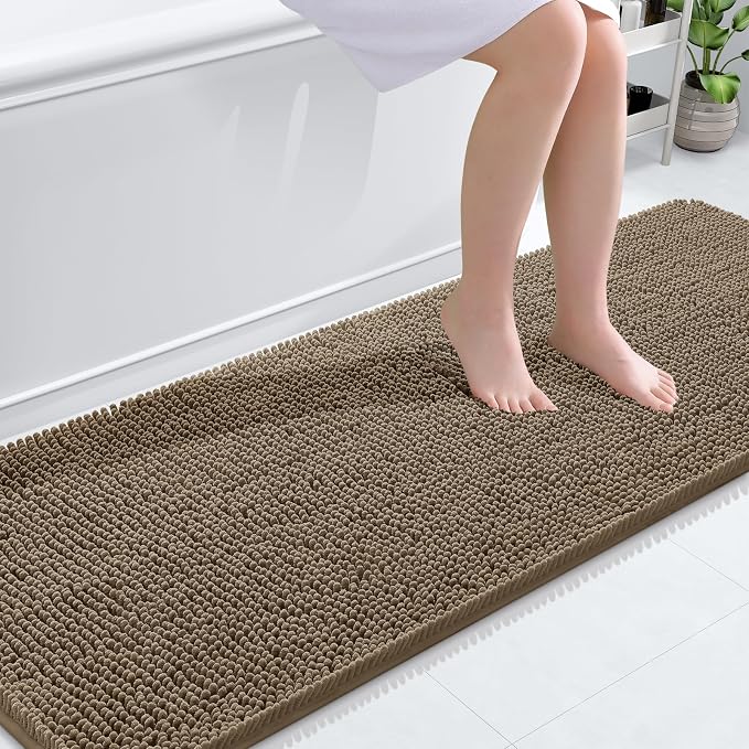OLANLY Bathroom Rugs 70x24, Extra Soft Absorbent Chenille Bath Rugs, Rubber by OLANLY