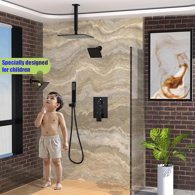 Enga 10 Inch + Dual 6-Inch Rain Shower System, Four Modes Diverter Shower Faucet - Image 2