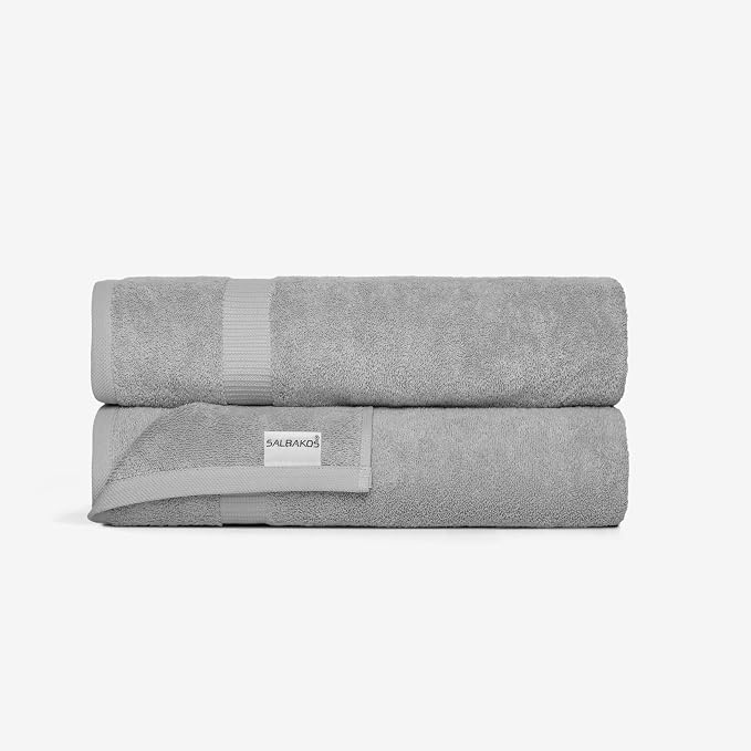 SALBAKOS 100% Turkish Cotton Extra Large Bath Sheet Set of 2 35x70 inch | by SALBAKOS