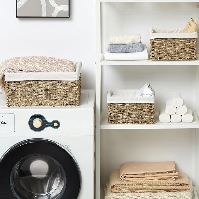Vagusicc Wicker Basket, Seagrass Wicker Storage Basket - Image 4