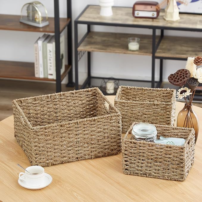 Vagusicc Wicker Basket, Seagrass Wicker Storage Basket - Image 8