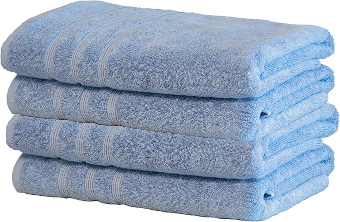 Mosobam Luxury Turkish Set of 4 Bath Towels 30X58 Allure Blue Oversize 700 GSM by Mosobam