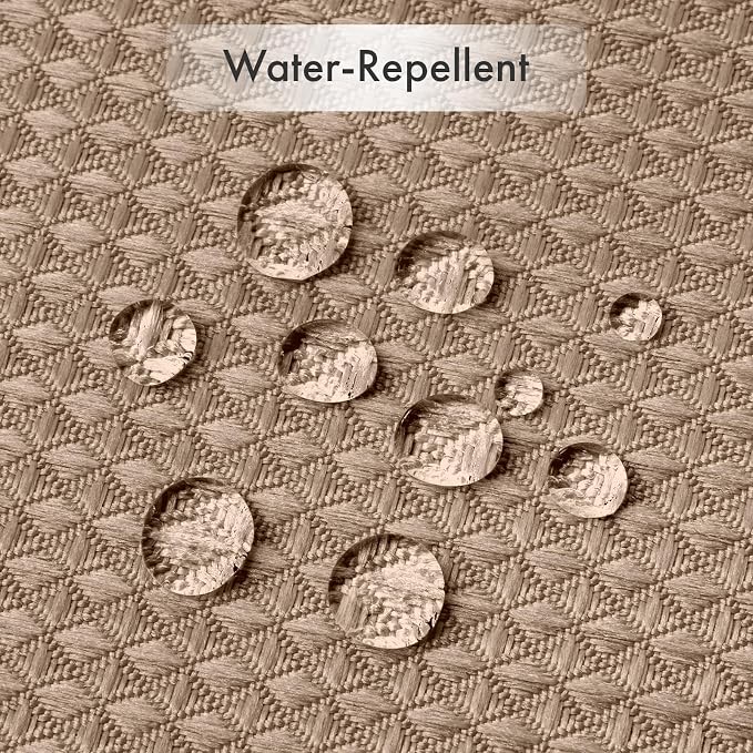 AmazerBath Taupe Shower Curtain Waffle Textured, Fabric Shower Curtain Tan - Image 5