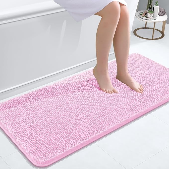 OLANLY Bathroom Rugs 47x20, Extra Soft Absorbent Chenille Bath Rugs, Rubber by OLANLY
