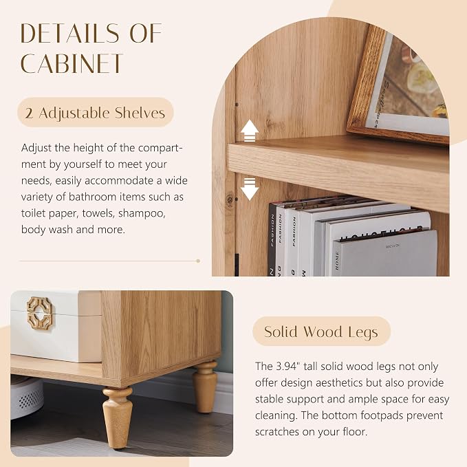 76" Tall Arched Bathroom Storage Cabinet, 5 Tiers Narrow Farmhouse Arched - Image 4