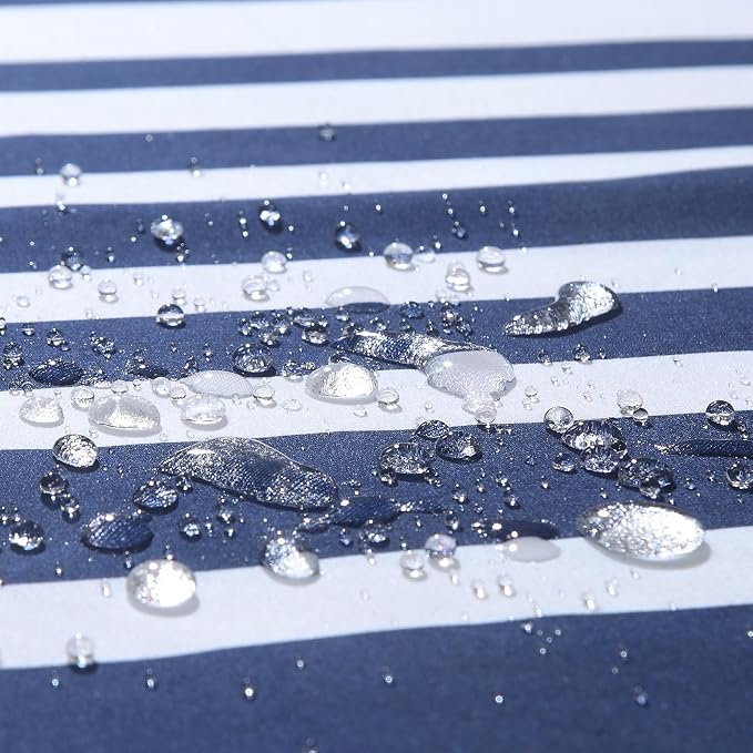 90 Inch Blue Shower Curtain, Extra Long Modern Navy Blue and White Stripe - Image 3
