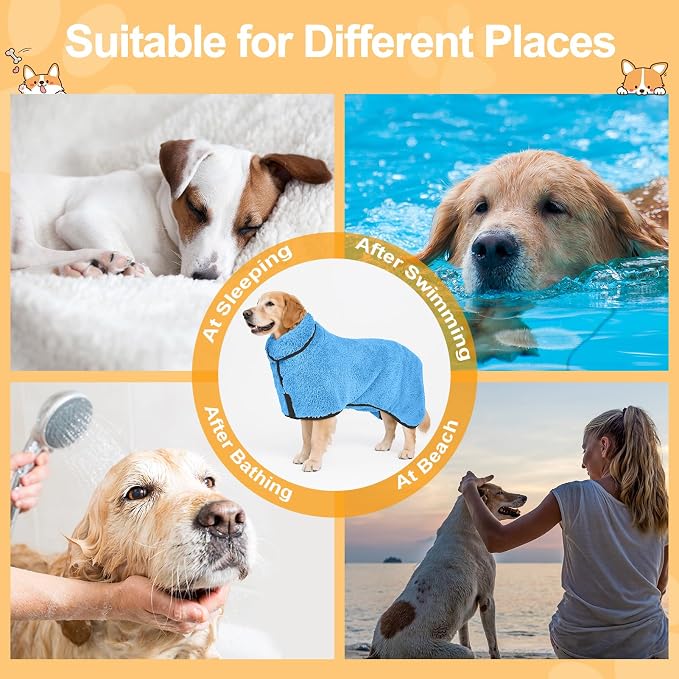 Bienbee Dog Bathrobe, Quick Drying Super Absorbent Dog Robes - Image 6