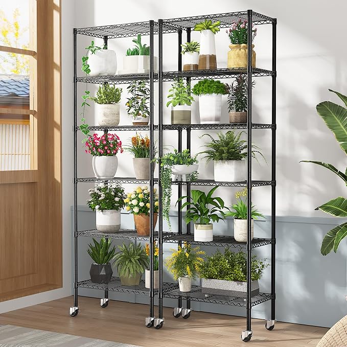 3 Pack Rolling 6-Tier Space-Saving Garage Wire Rack Shelving, 750 lbs Capacity - Image 8
