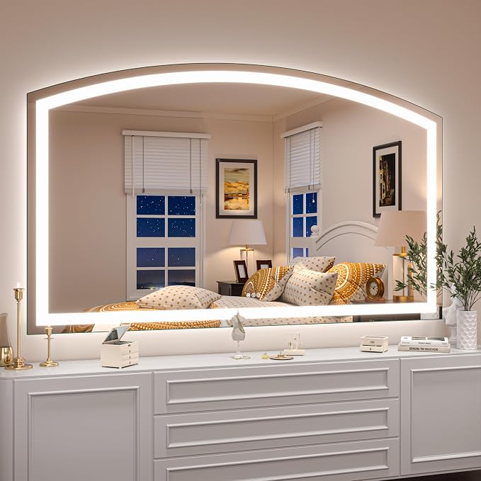 Hasipu 60“ x 36" Arch LED Bathroom Mirror, Frontlit Wall-Mounted Vanity Mirror - Image 7