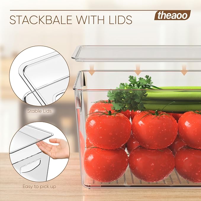 theaoo Clear Storage Bins with Lids Stackable - Image 2