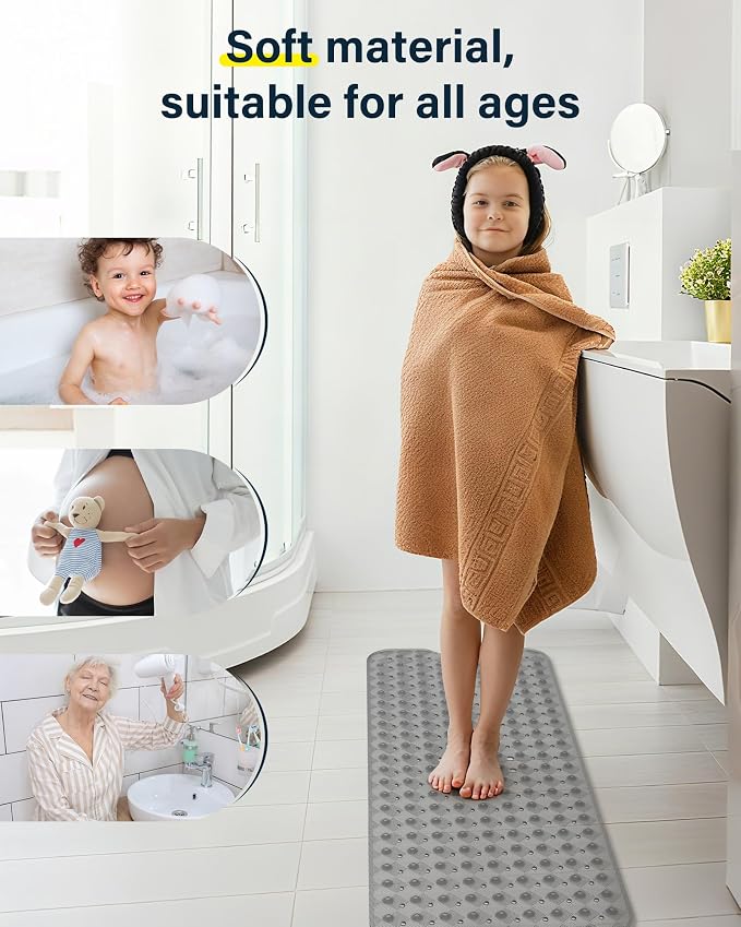 Non Slip Bathtub Mat for Tub & Shower, Machine Washable 40"x16" Anti Slip Bath - Image 4