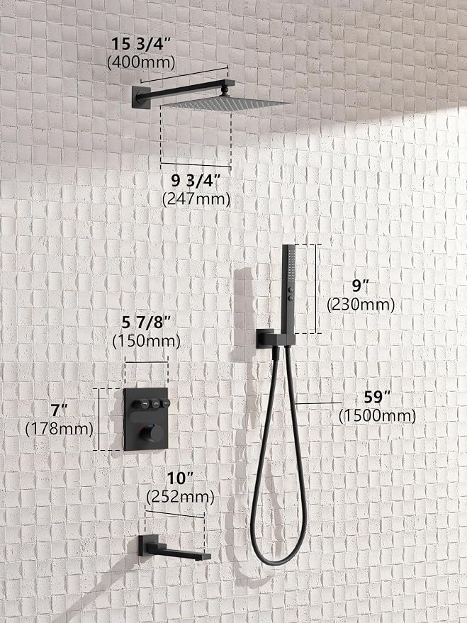 Lefton Shower System in Fahrenheit Display, 10” Overhead Shower Head - Image 8
