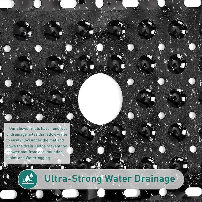Large Black Square Shower Mat Non Slip 27 x 27 Inch, Shower Bath Mats Tub Mat - Image 5