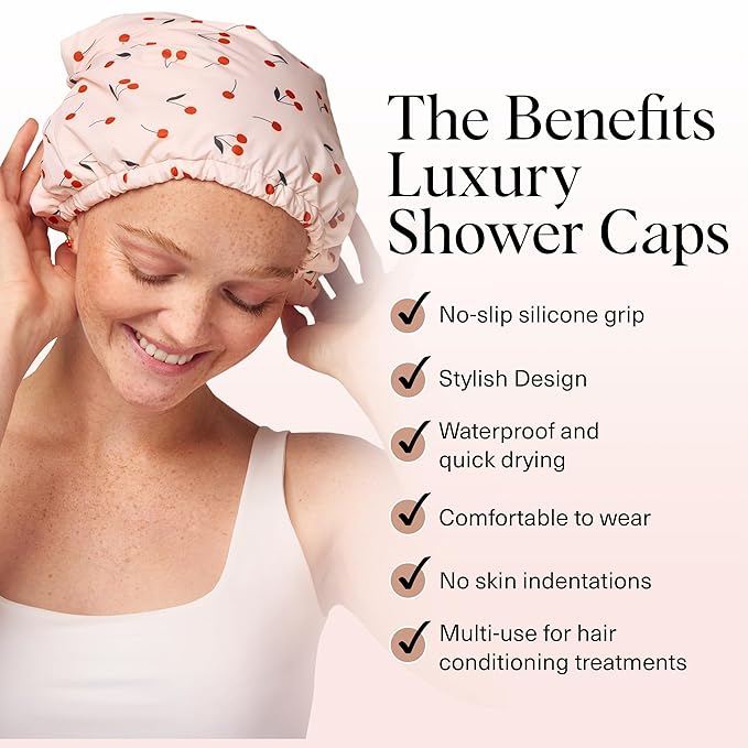 Kitsch Luxury Shower Caps for Women Reusable Waterproof - Image 3