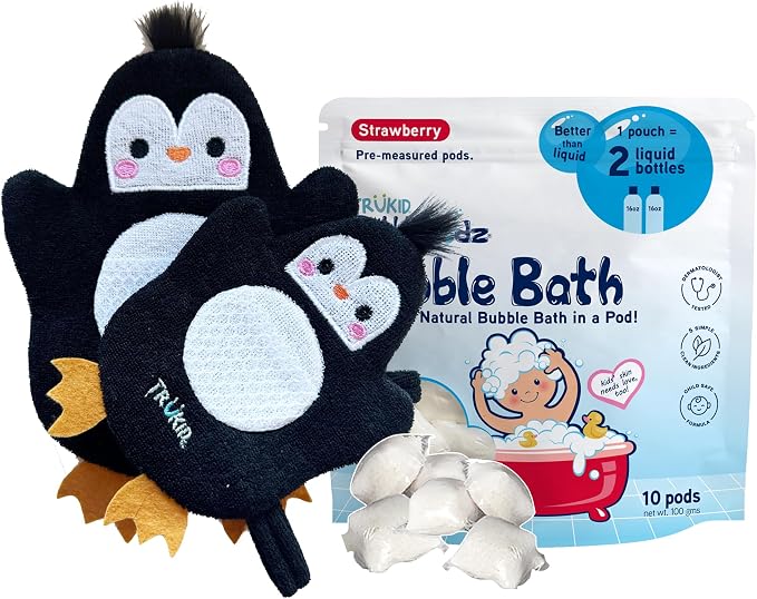 TruKid Strawberry Bubble Podz & BubbleGlove Set – Bubble Bath Pods by TruKid