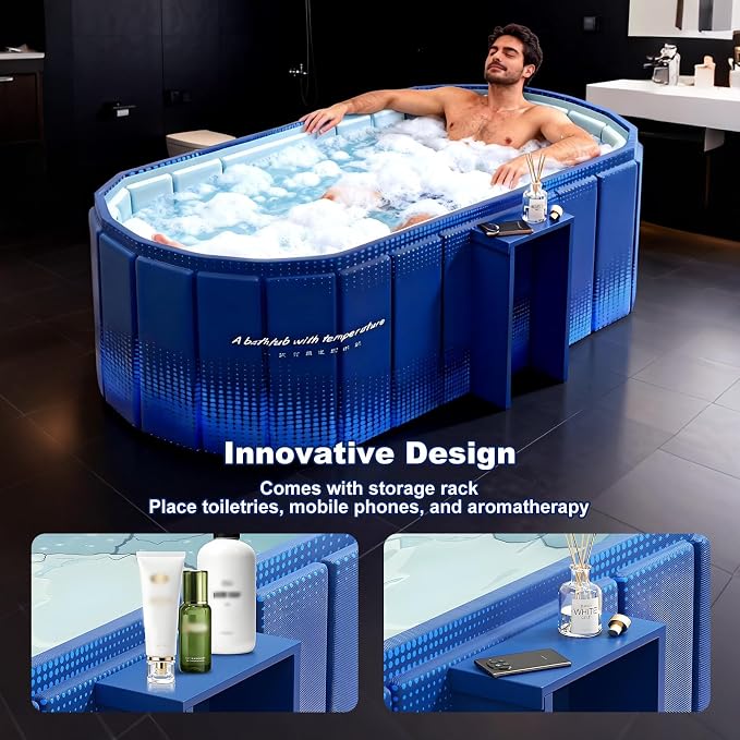 Portable Bathtub for Adult 59" Large Collapsible Cold Plunge Bathtub Foldable - Image 2