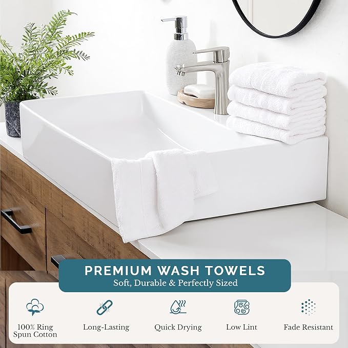 Casa Platino 100% Cotton Washcloths 6 Pack - Image 2