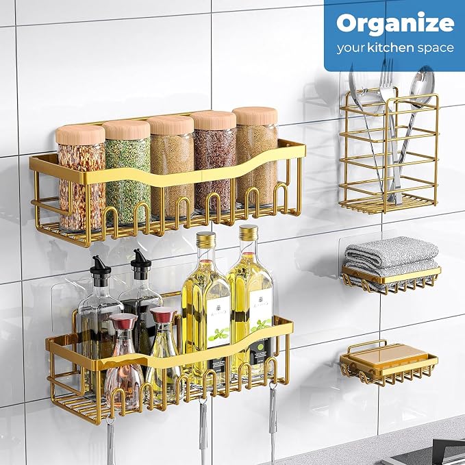 Fab Glass and Mirror 5-Pack Shower Caddy, Bathroom Caddy - Image 2