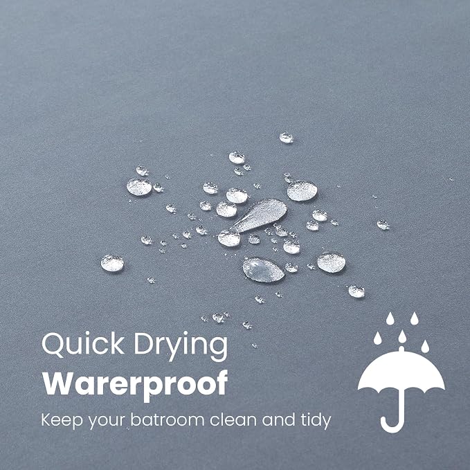 Grey Shower Curtain, Modern Waterproof Bathroom Curtains - Image 3
