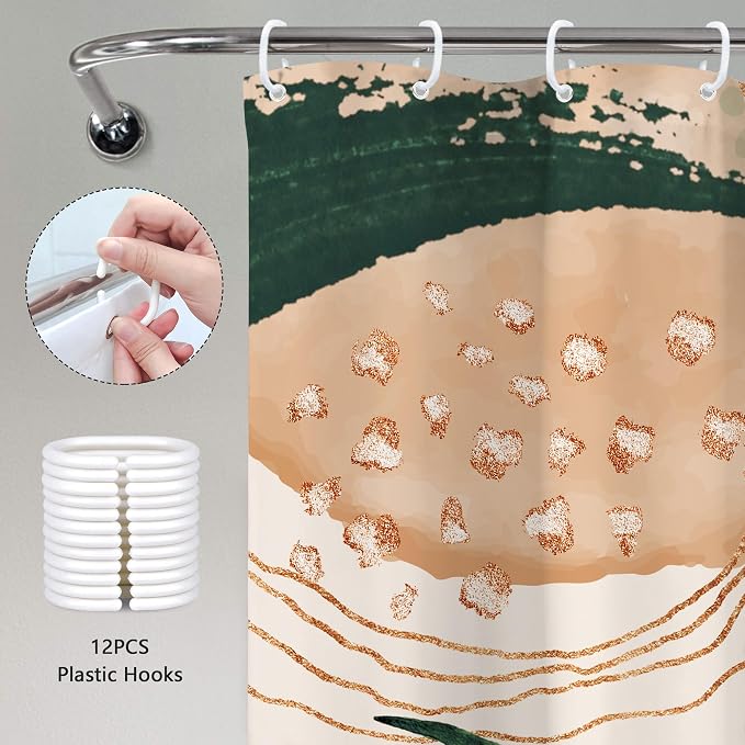 Boho Shower Curtain 72Wx72H Modern Bohemian Abstract Tropical Green Leaves - Image 5
