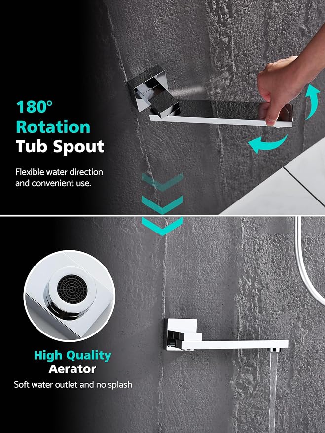 Lefton Shower System in Fahrenheit Display, 10” Overhead Shower Head - Image 4