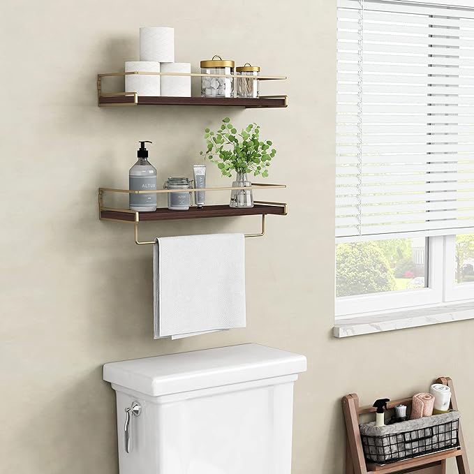 Floating Shelves Bathroom Shelves Over Toilet Set of 2, Bathroom Wall Shelves - Image 5