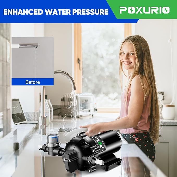 7GPM RV Water Pump, 70PSI 12V DC Fresh Water Pump, Self-Priming Diaphragm Water - Image 3