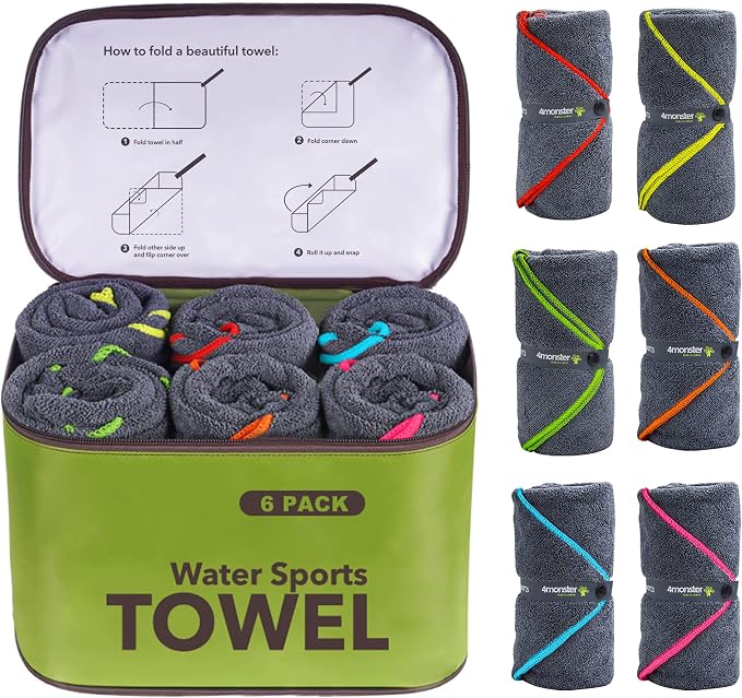 4Monster 4 Pack Microfiber Camping Towel Quick Dry, Super Absorbent Travel Towel by 4Monster