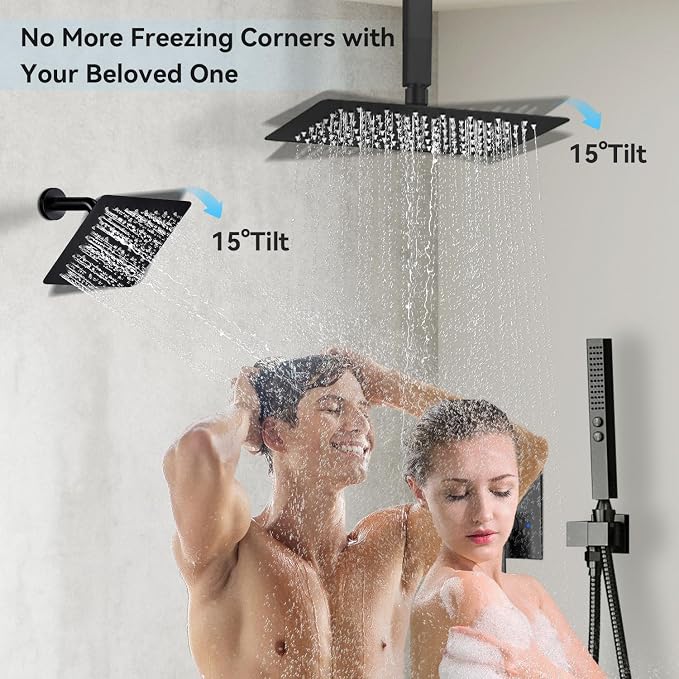 Shower Systems Matte Black Shower Faucet Sets, Bostingner Five Function - Image 4