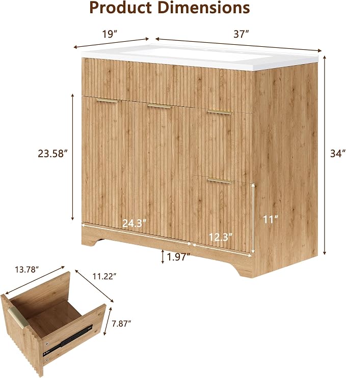 LINLUX 37“ Bathroom Vanity - Image 2