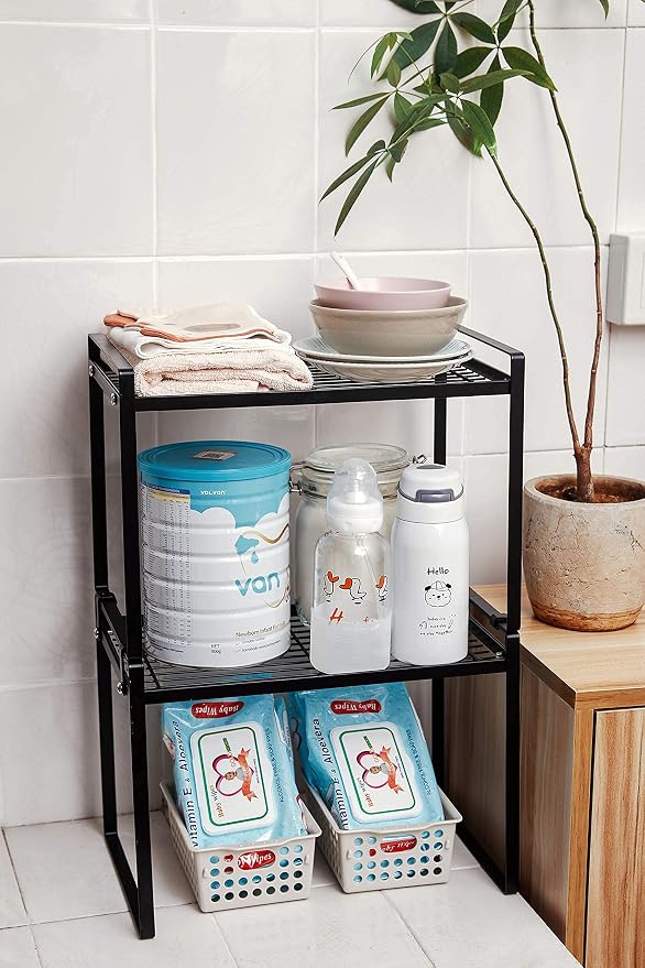 2pk Kitchen Cabinet Shelf Counter Organizer Rack Pantry Storage Bathroom - Image 7