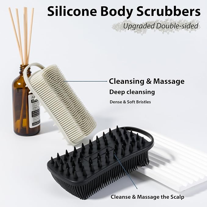 2 PC Silicone Body Scrubber, 2 in 1 Exfoliating Shower Bath Scrubber, Soft - Image 2