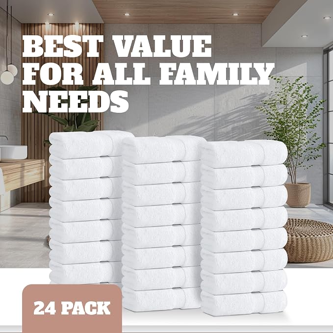 Wealuxe White Washcloths 24 Pack - Image 4
