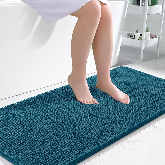 OLANLY Bathroom Rugs 47x24, Extra Soft Absorbent Chenille Bath Rugs, Rubber by OLANLY