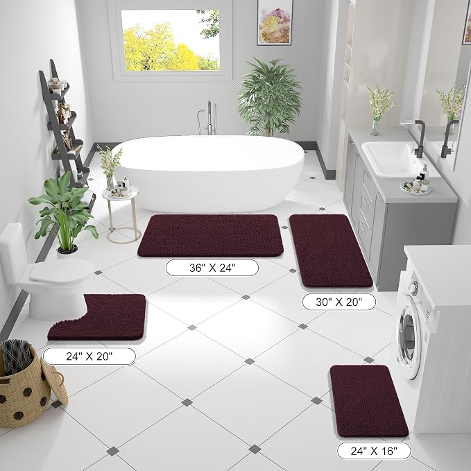 OLANLY Bathroom Rugs 30x20, Extra Soft Absorbent Chenille Bath Rugs, Rubber - Image 2