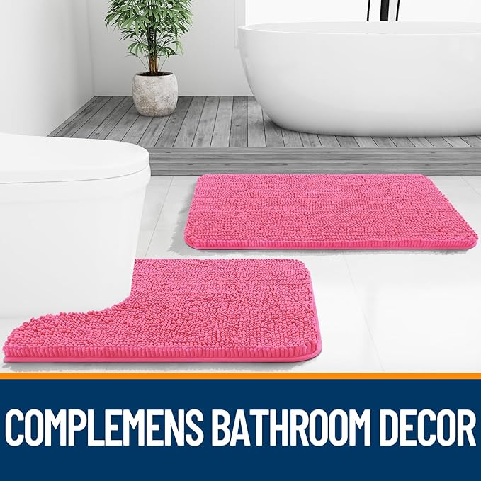 OLANLY Bathroom Rugs 47x17, Extra Soft Absorbent Chenille Bath Rugs, Rubber - Image 7