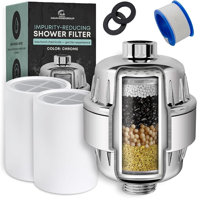 AquaHomeGroup Shower Filter for Chlorine-Free Water – Removes Impurities & by Aquahomegroup