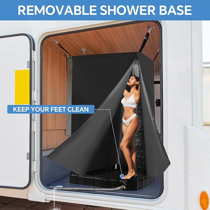 MABOZOO Privacy Tent and Foldable Shower Base Set, Portable Shower Pan - Image 4