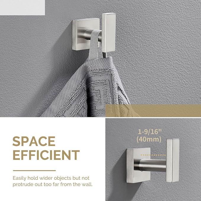 Angle Simple Bathroom Towel Hook, SUS304 Stainless Steel Single Shower Towel - Image 5