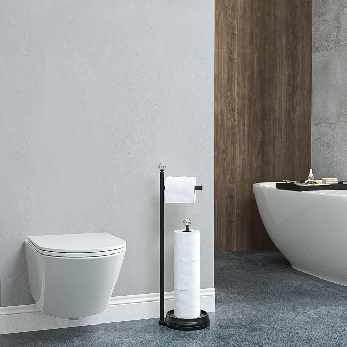 Toilet Paper Holder for Bathroom, Heavy Weighted Metal Free Standing Toilet - Image 5