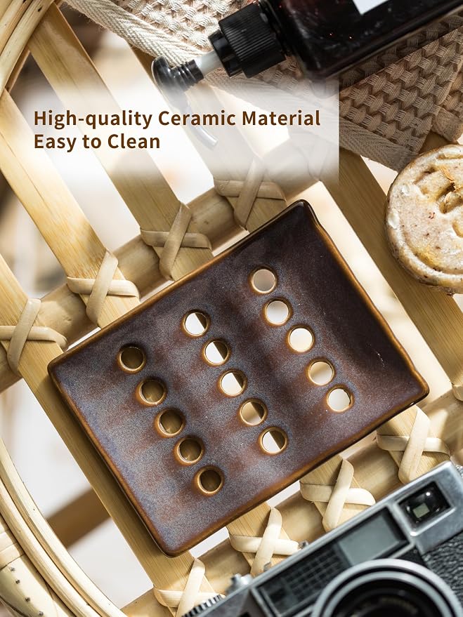 Soap Holder, Ceramic Soap Dish for Shower, Japanese Soap Tray - Image 5