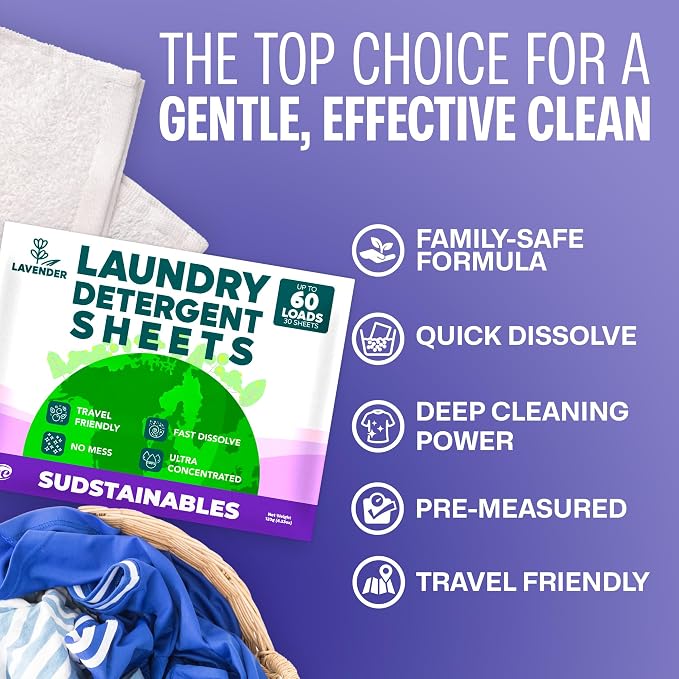 Sudstainables Laundry Detergent Sheets 60 Loads – Dissolvable Laundry Sheet - Image 2
