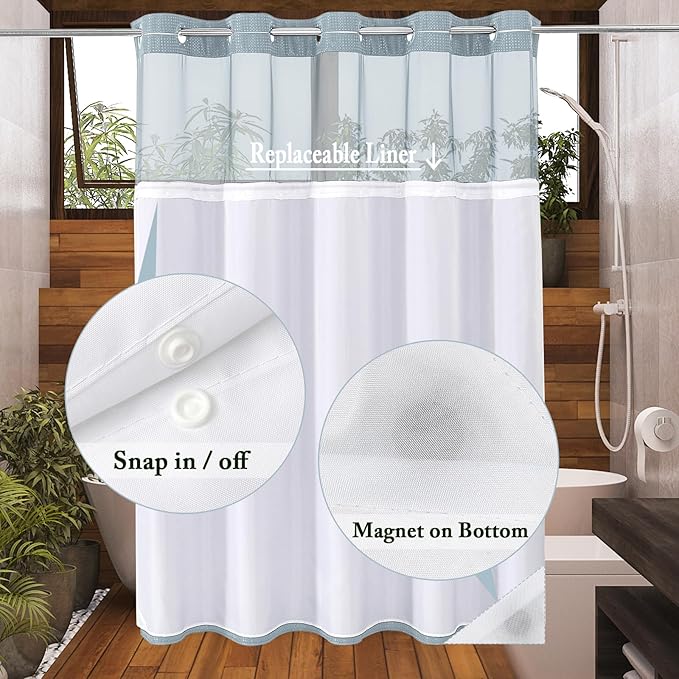 Gibelle Long Shower Curtain 72x80, Waffle Weave Bathroom Shower Curtain - Image 3