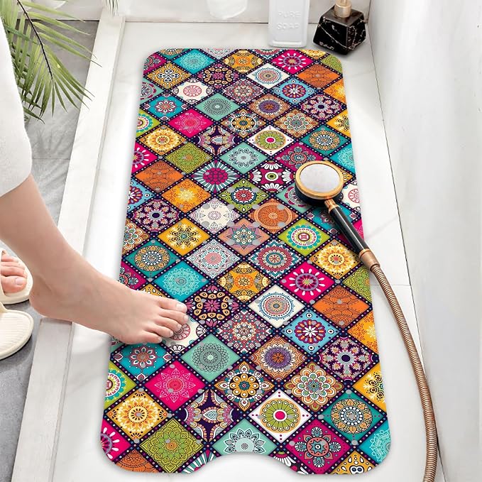 Bathtub Mat Non Slip, Bohemia Extra Long Bath tub Mat Shower Floor Mat - Image 6