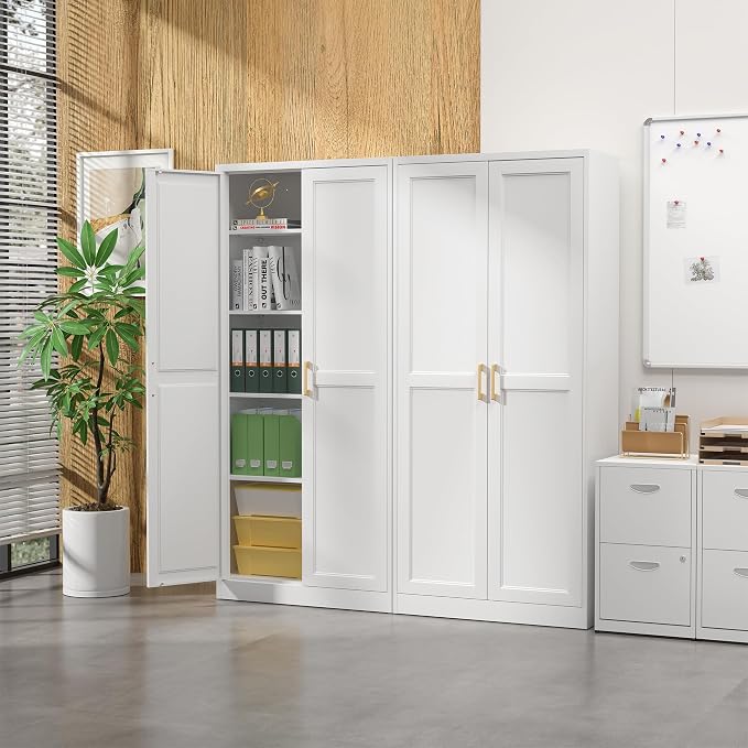 Kitchen Pantry Cabinet, 71”White Metal Pantry Storage Cabinet - Image 2
