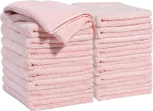 JOYMOOP Microfiber Cleaning Cloths, 11.8" x 11.8" Pink Reusable Kitchen Towels by JOYMOOP