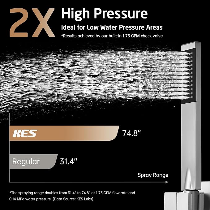 KES Shower Faucet Set 12 Inch Rain Shower Head 3-Function Shower System - Image 3