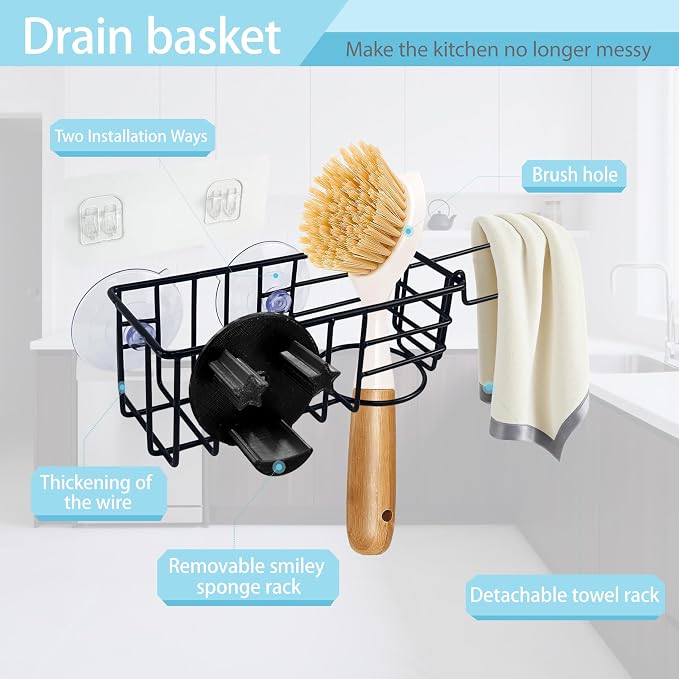 Sponge Holder Smile Face with Dish Cloth Hanger - Image 4