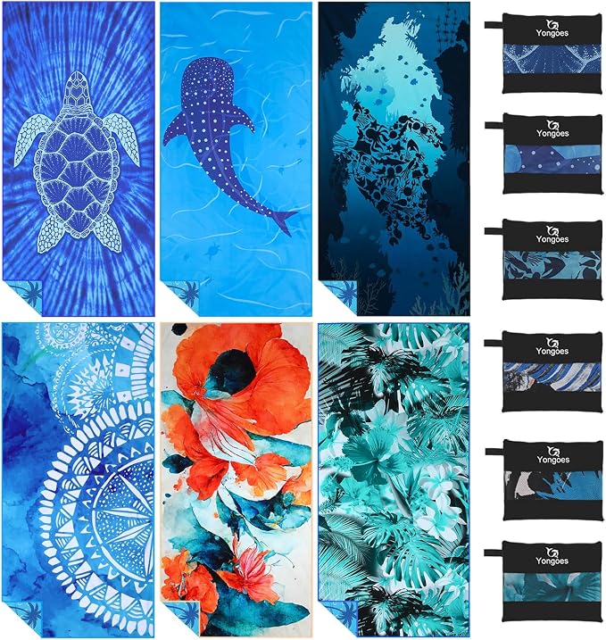 6 Pack Microfiber Lightweight Thin Beach Towel Sand Free Quick Dry Super by Yongoesbeachtowel