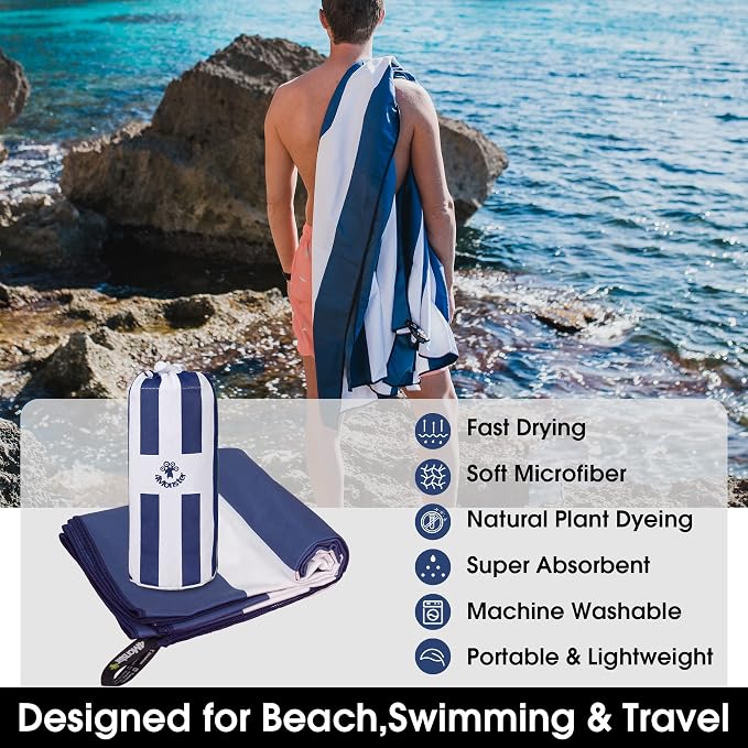 4Monster Microfiber Beach Towel Quick Dry, Super Absorbent Lightweight Travel - Image 2